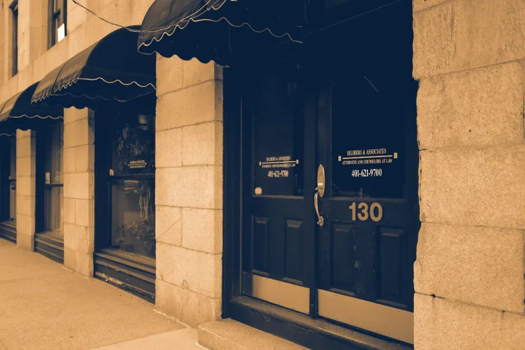 The entrance to DiLibero & Associates at 130 Dorrance Street, Providence
